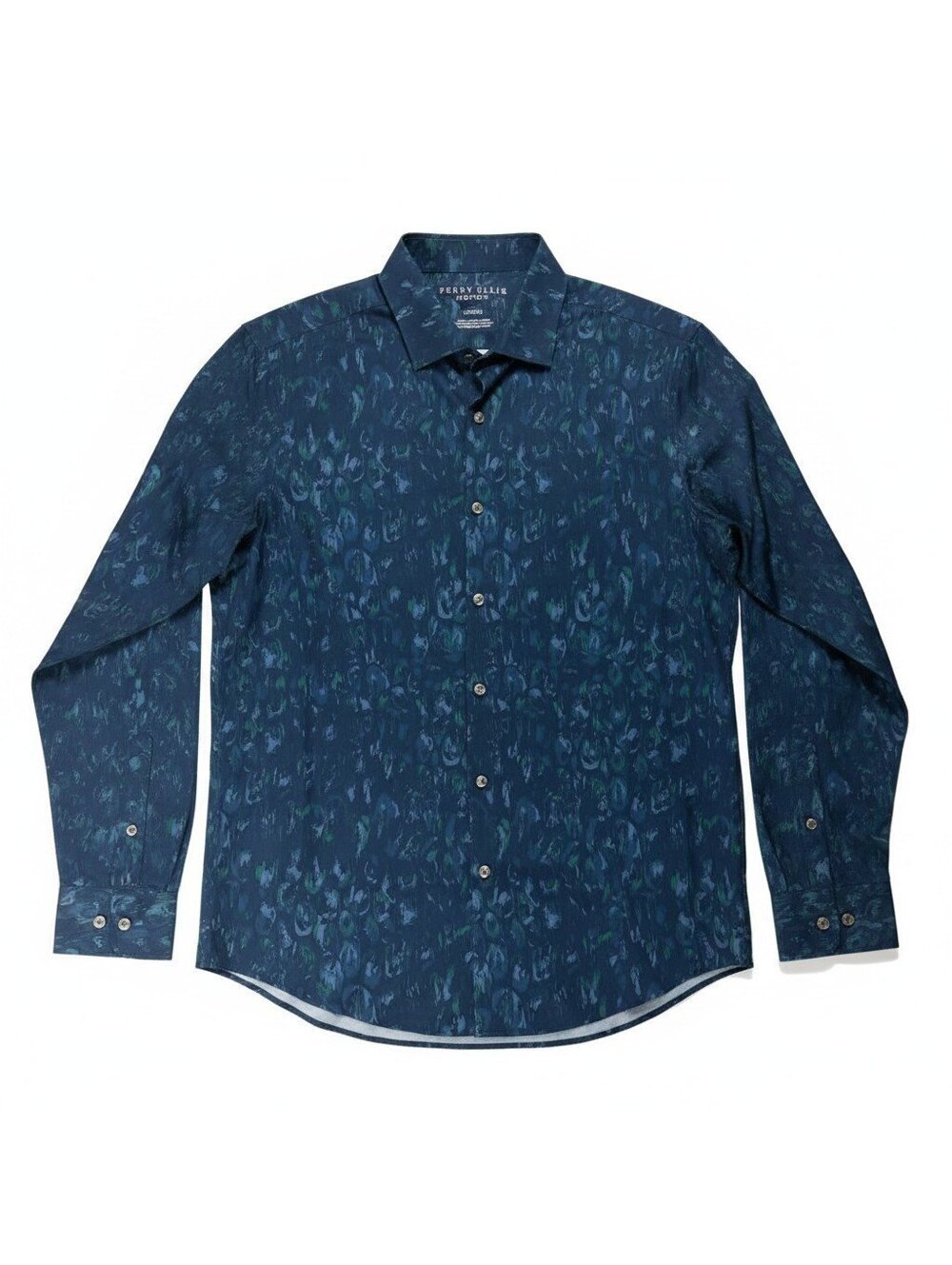 🥏 Perry Ellis Long Sleeve Button Up Shirt Mens Medium Stretch Smart Casual - Picture 9 of 9